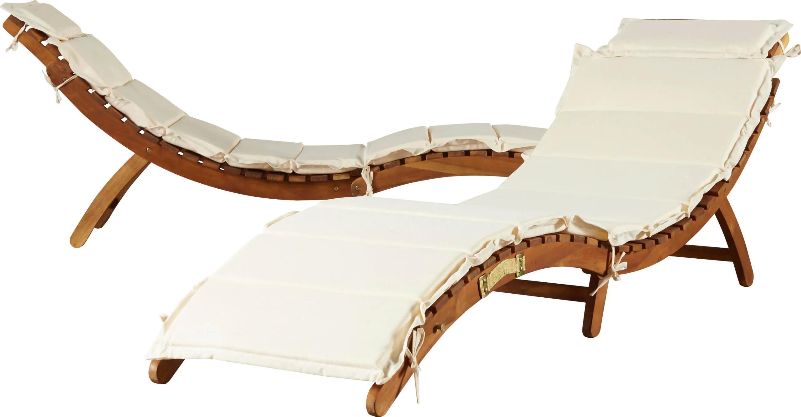 Розкладний дерев'яний шезлонг з матрацом — фото 7